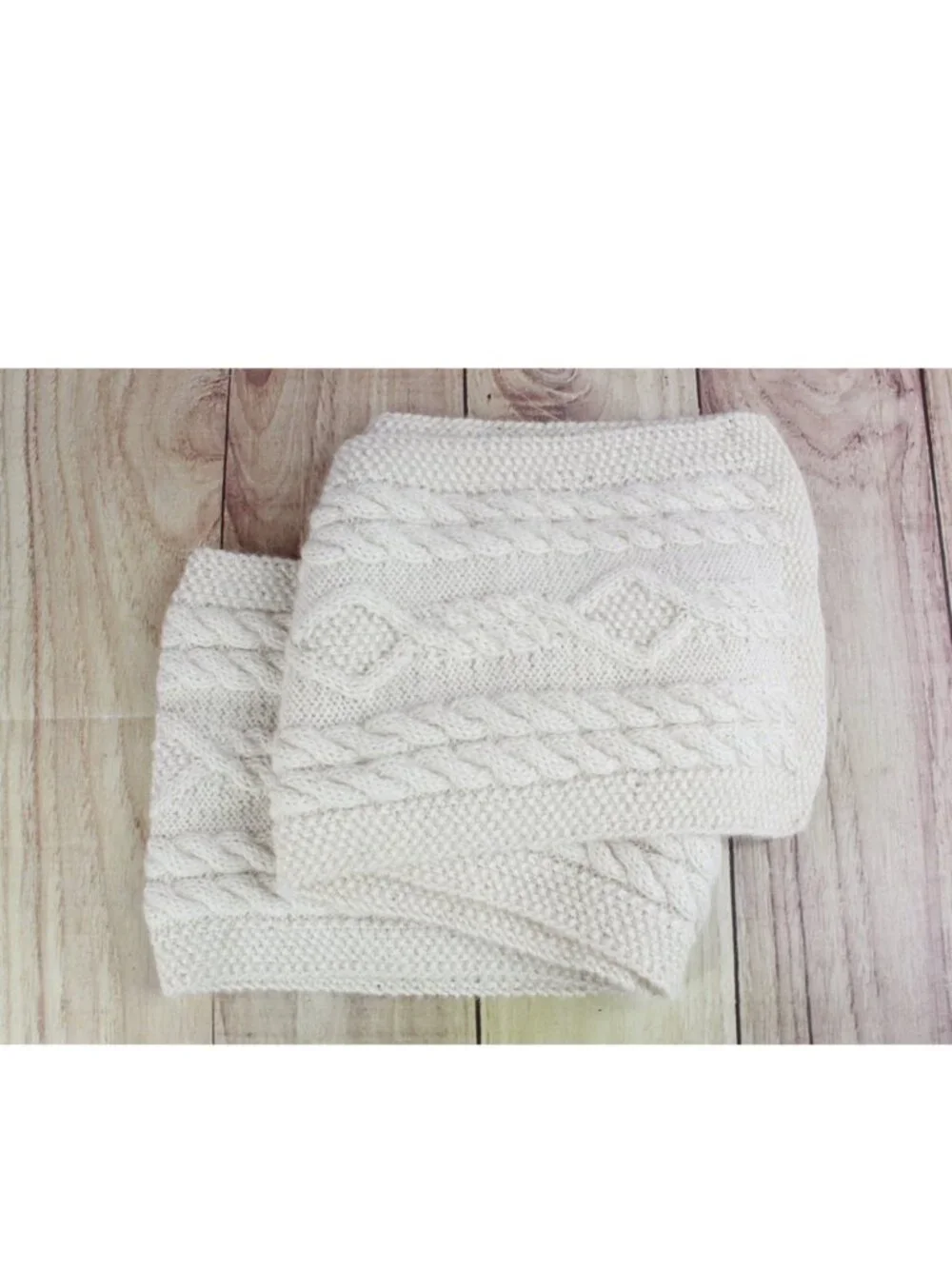 Vintage Foxglove Aran Cream Cable Knit 100% Alpaca Wool Scarf Hand Knit 9